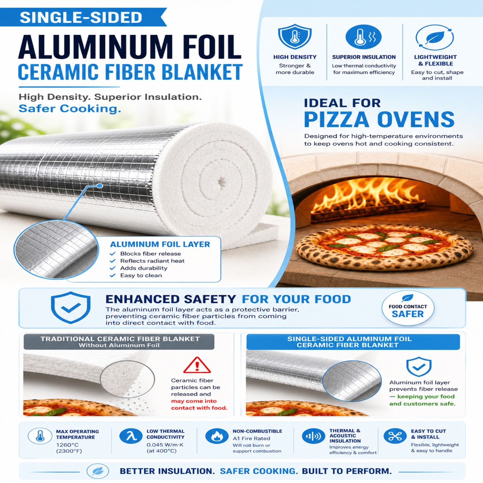 Ceramic Fiber High Temperature Insulation Blanket High Density Fireproof Thermal