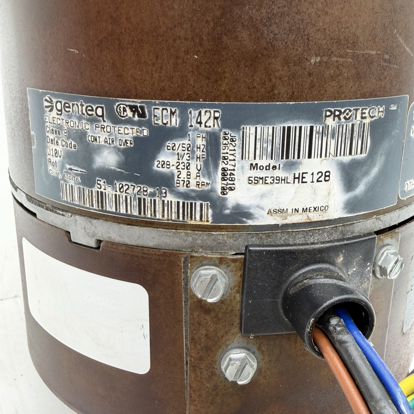 Genteq 1/3HP Condenser Motor 51-102728-13 5SME39HLHE128 870RPM CCWLE Rheem Ruud