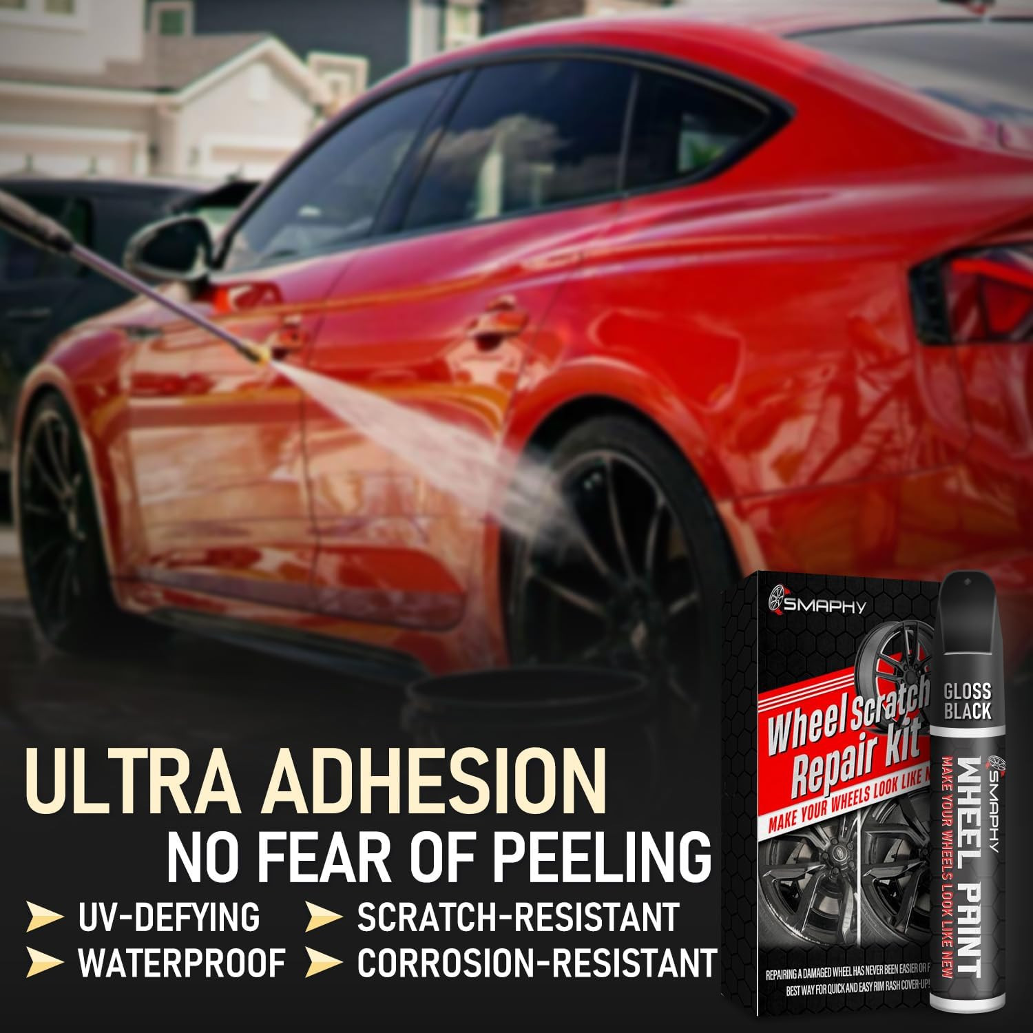 Wheel Scratch Repair Kit, Gloss Black Rim Touch up Paint, Repair Curb Rash, S…