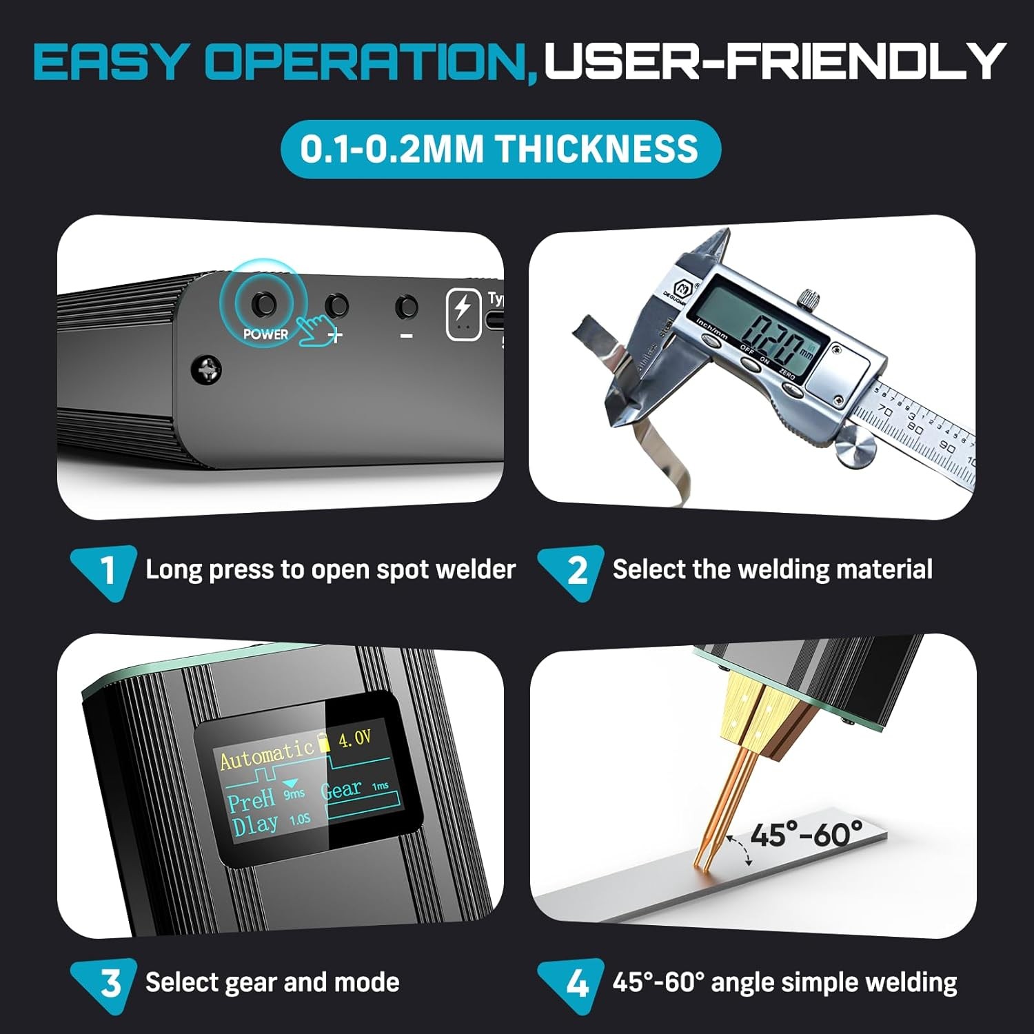 Seesii OLED Portable Spot Welder for 21700 18650 Battery Spot Welder 5000mAh