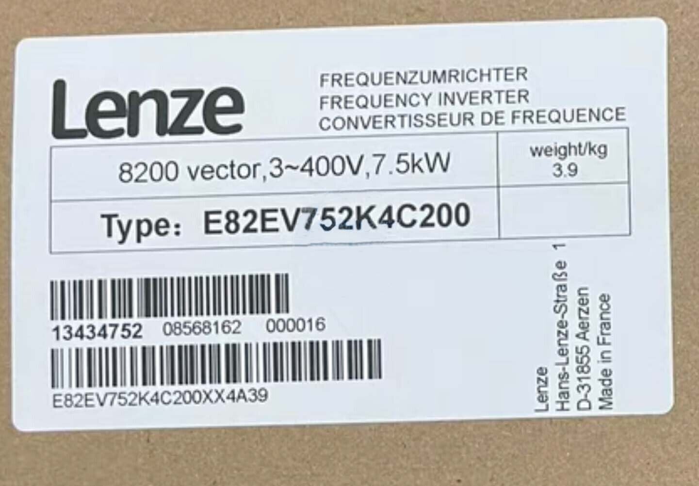 E82EV752K4C200 NEW LENZE E82EV752_4C200 Inverter 8200 Vector 7.5kW