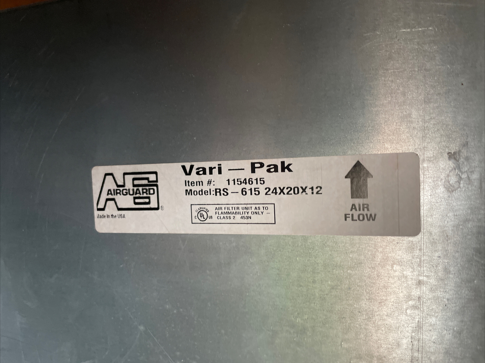 Airguard Clarcor Vari-Pak S RS-615 24″x20”x12″ Air Filter
