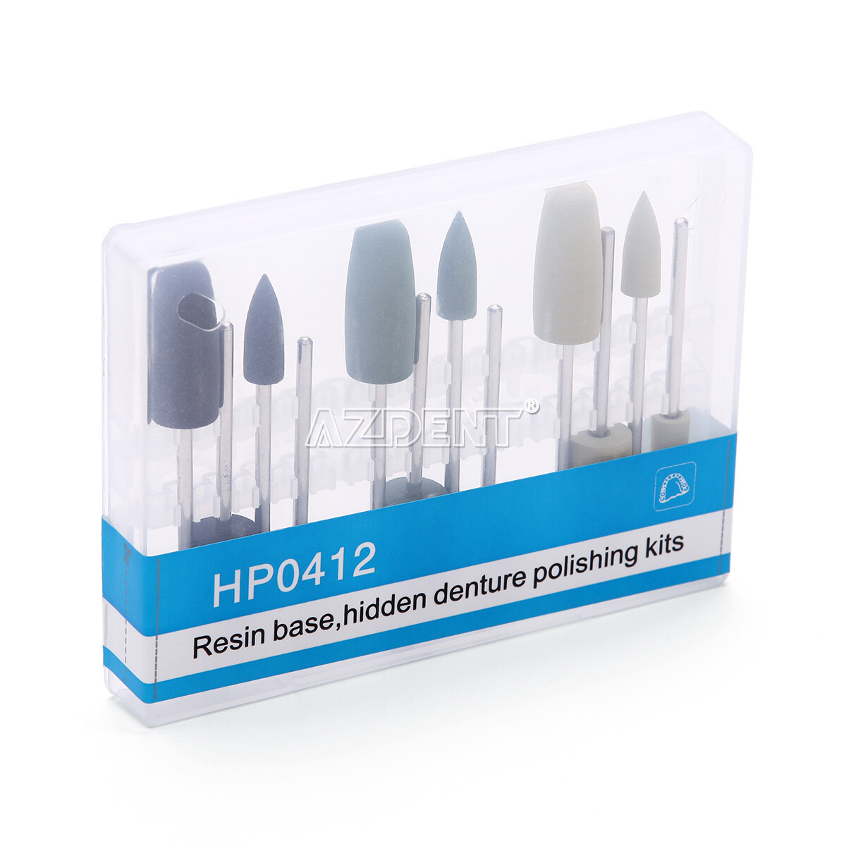 Dental Diamond Burs HP 0412 Resin Base Hidden Denture Polishing Kit Low Speed