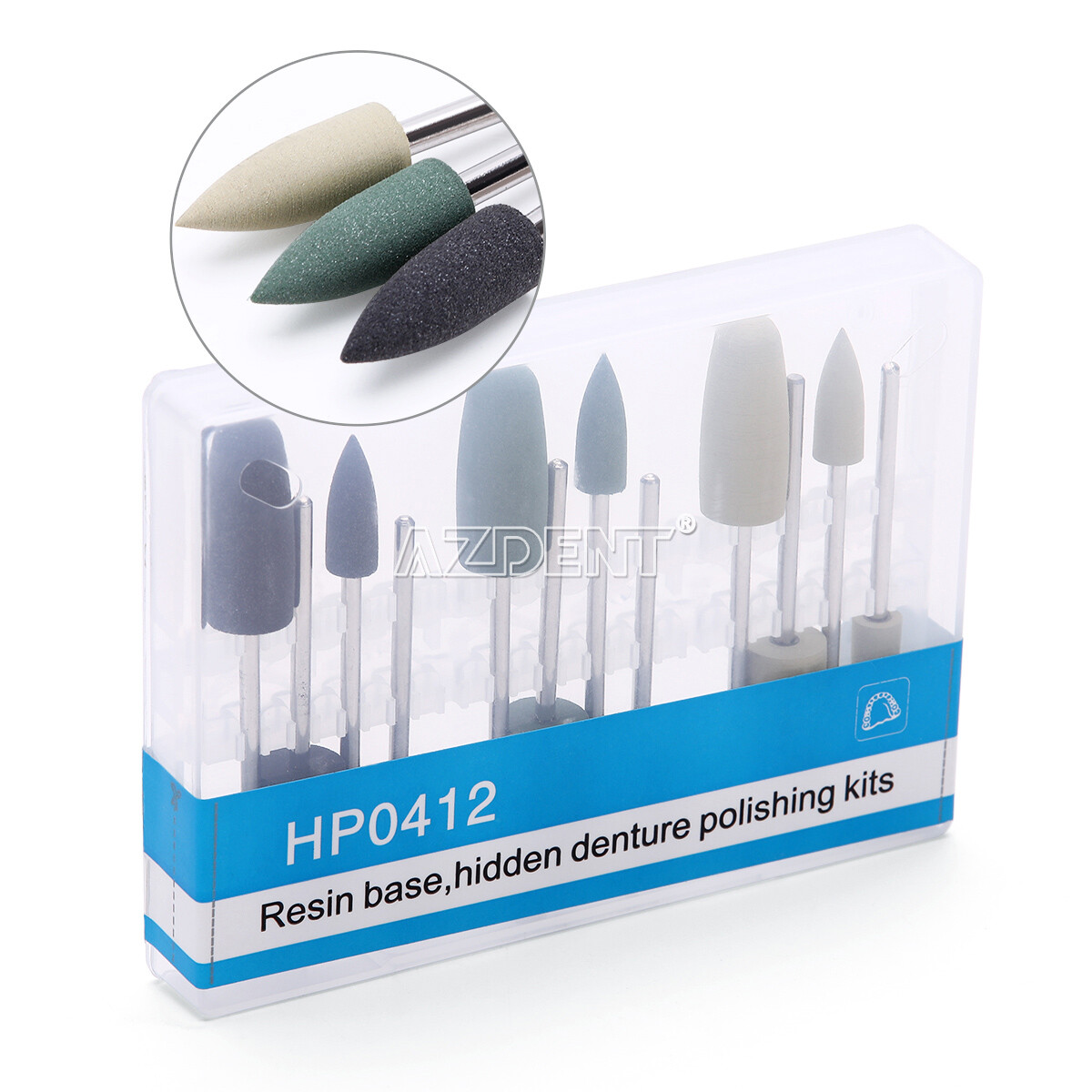 12pcs/Set Dental SILICONE Polishers Resin Base Acrylic Polishing Burs 2.35mm