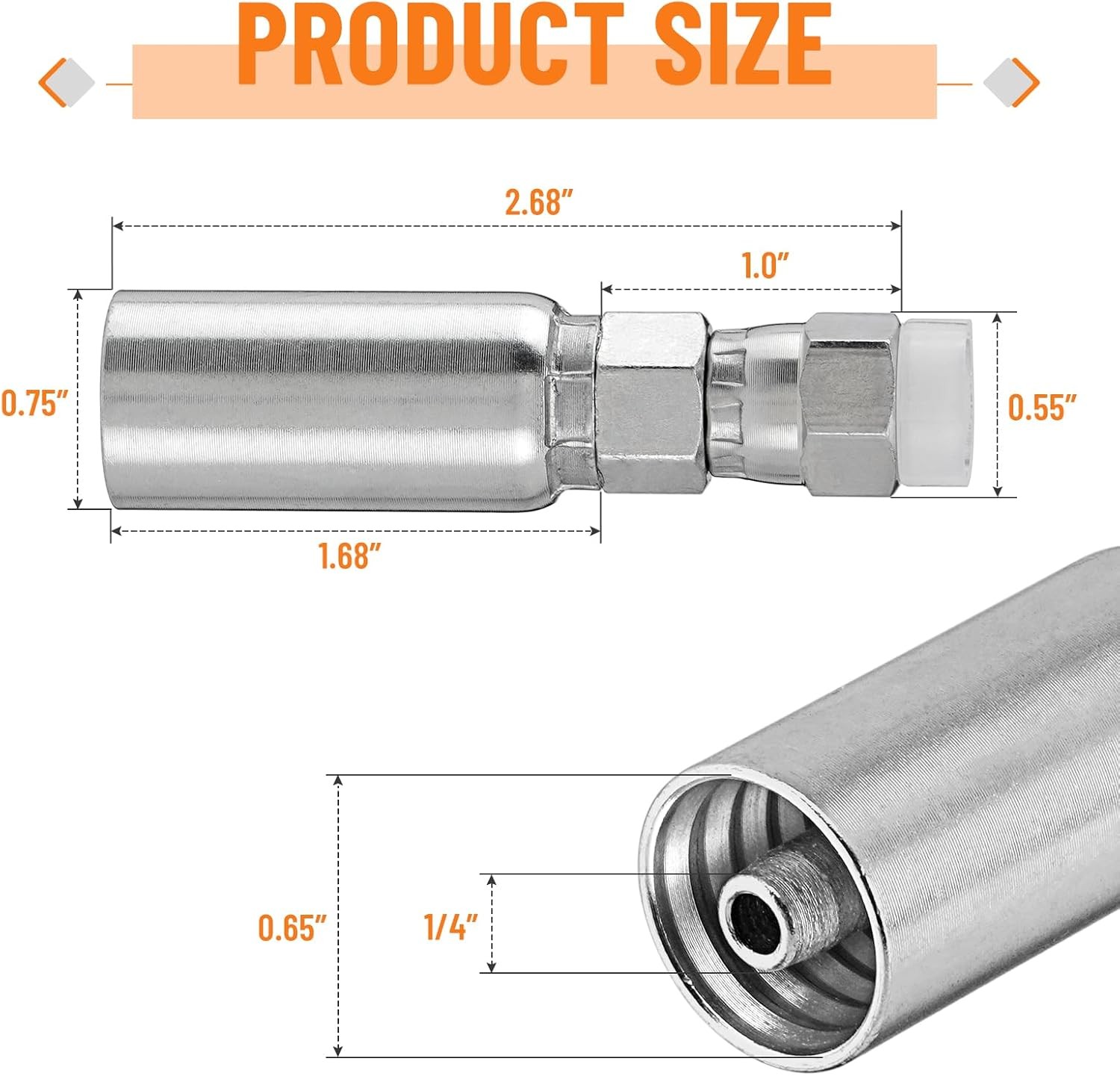 12 PACK 1/4″ Hydraulic Hose End Fittings: 1/4″ I.D. Hose x 1/4″ JIC 37 ° Female