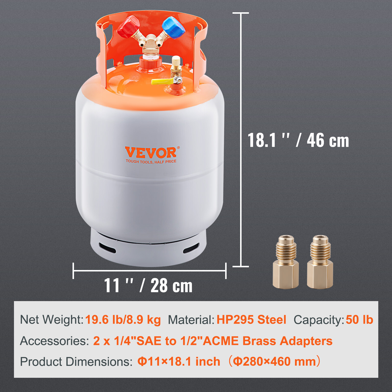 VEVOR Refrigerant Recovery Reclaim 50lb Cylinder Tank 400 PSI liquid Rated