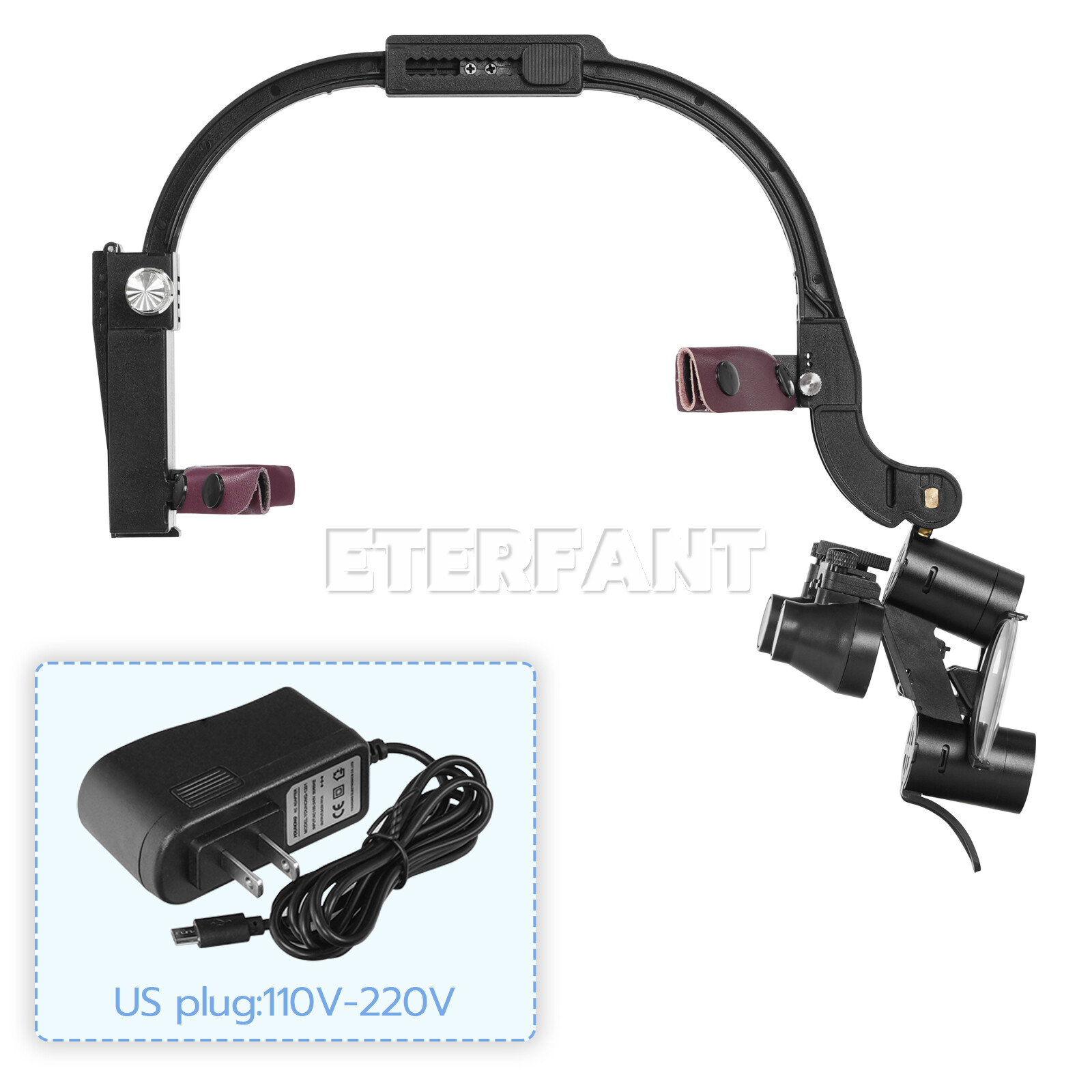 3.5X Dental Surgical Headband Binocular Loupes with 5W LED Head Light 2 Leds