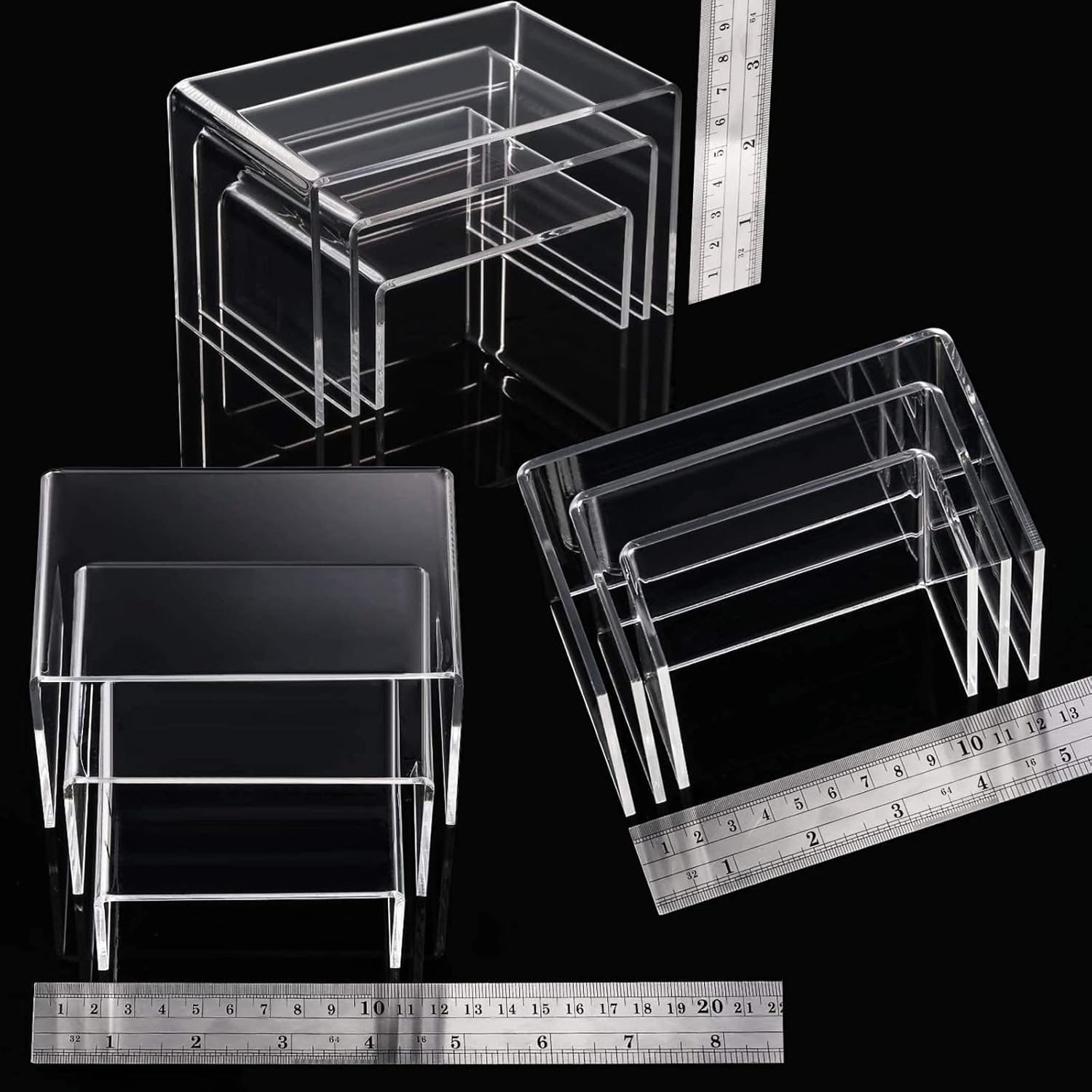 2 Sets Acrylic Display Risers, Product Stand, Jewelry Display Riser Shelf Sho…
