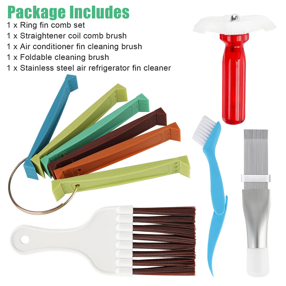 Air Conditioner Fin Cleaner Set Fin Comb Condenser Straightener Cleaning Brush