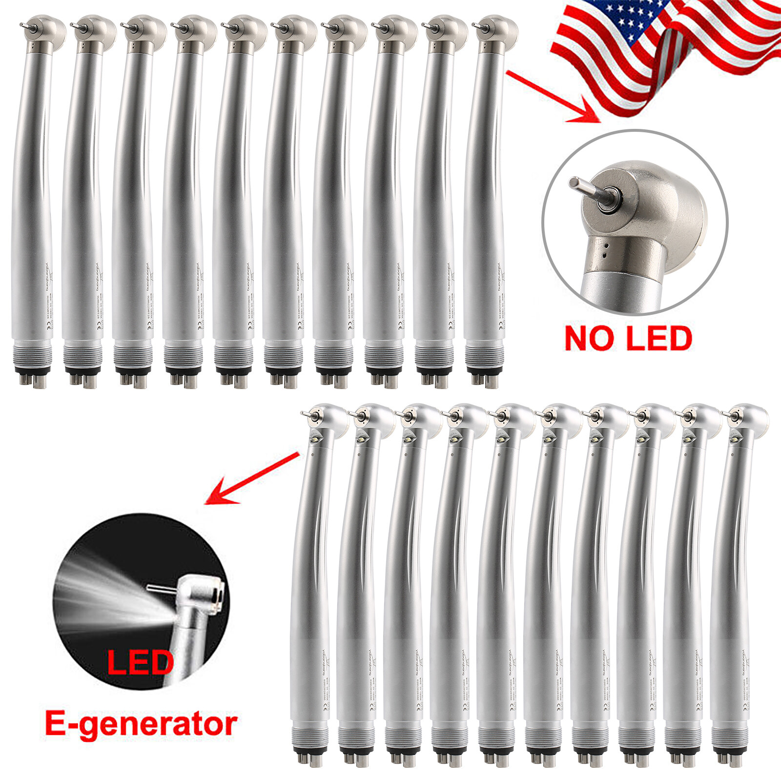 10* Yabangbang Dental (LED E-generator) High Speed Handpiece 2/4 holes For KaV