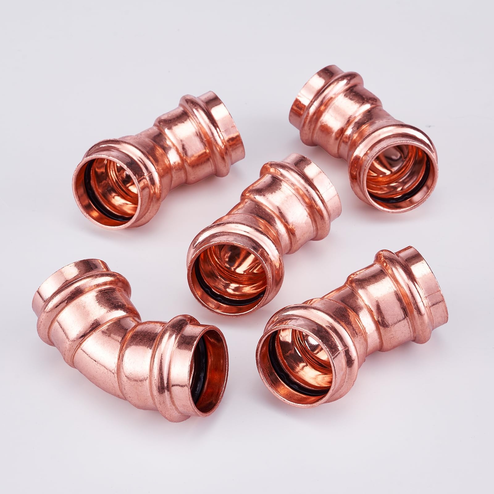ROGVOC Copper Press Fitting 45 Degree Elbow Fittings, 5-Pcs 1 x 1 inch Heavy