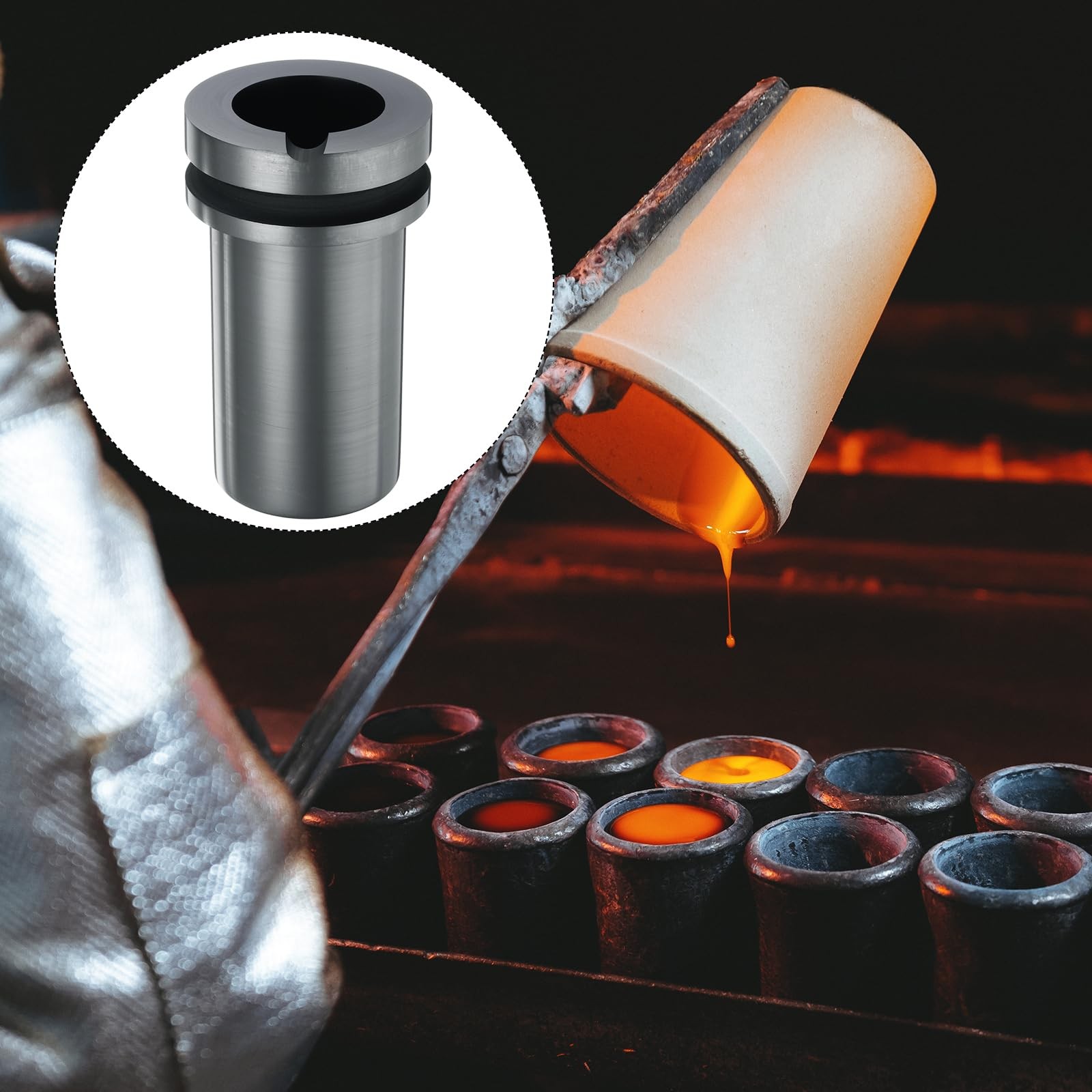 High Purity Graphite Crucible, 0.5kg, 35mm x 100mm H, Melting Gold, Silver, C…