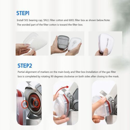 7 IN 1 Gas Mask Half Face Respirator Paint Spray Chemical Facepiece Safety 6200