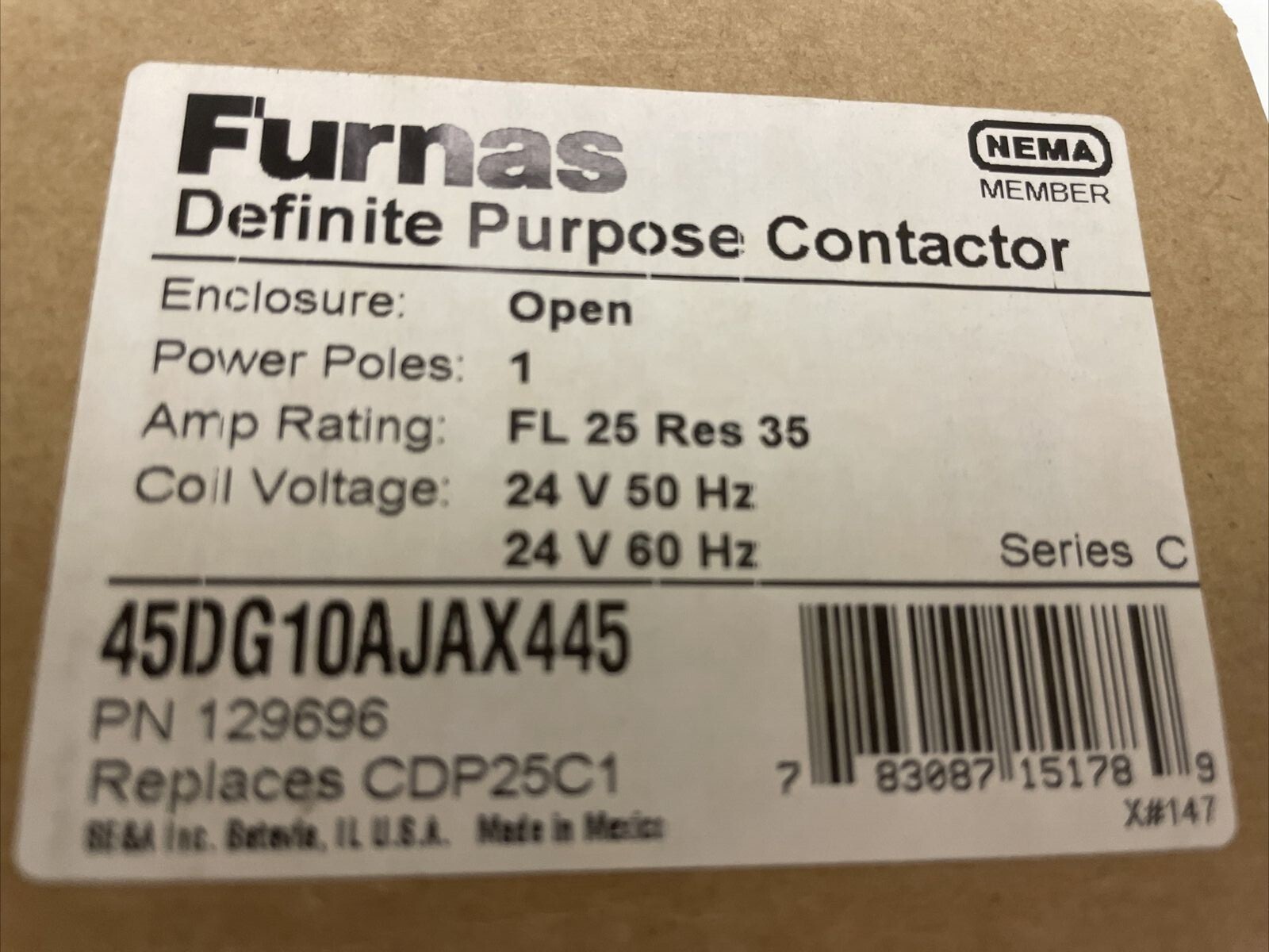 Lot of 12 Furnas Definite Purpose Contactor 24V 50HZ 24V 60HZ 45DG10AJAX445 NEW