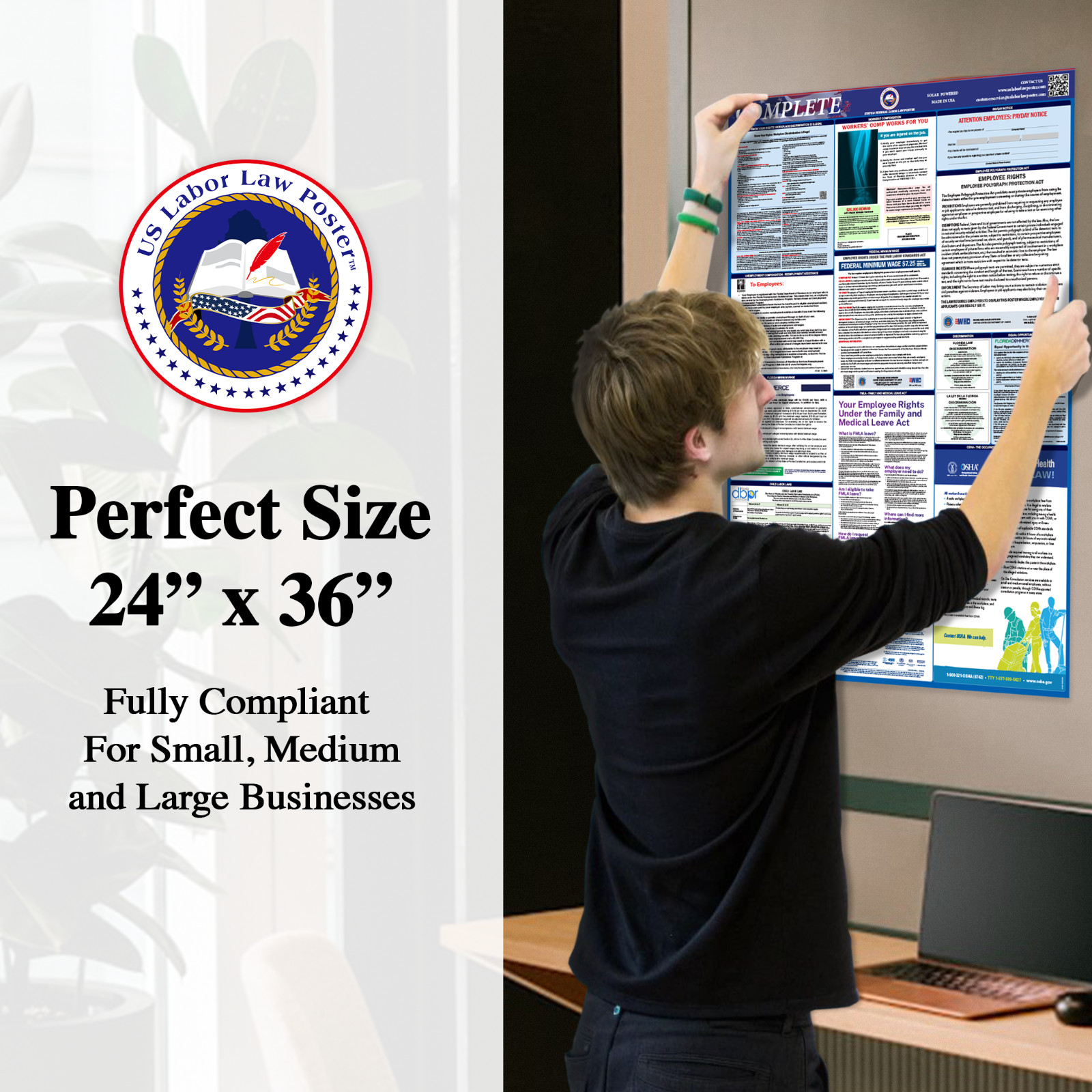 2025 California CA LABOR LAW POSTER (Federal & State) English Laminated