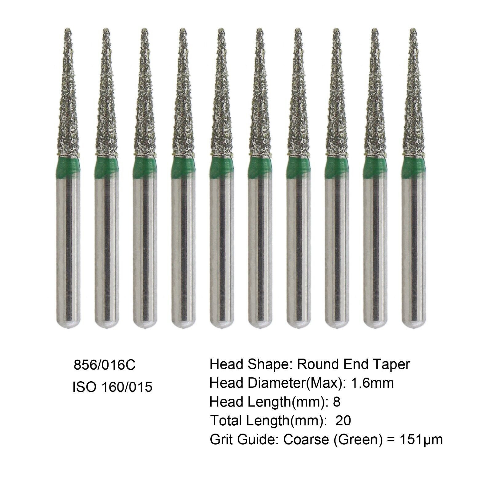 Dental Diamond Burs FG Round End Taper Super Coarse Fine Grit High Speed 856 850