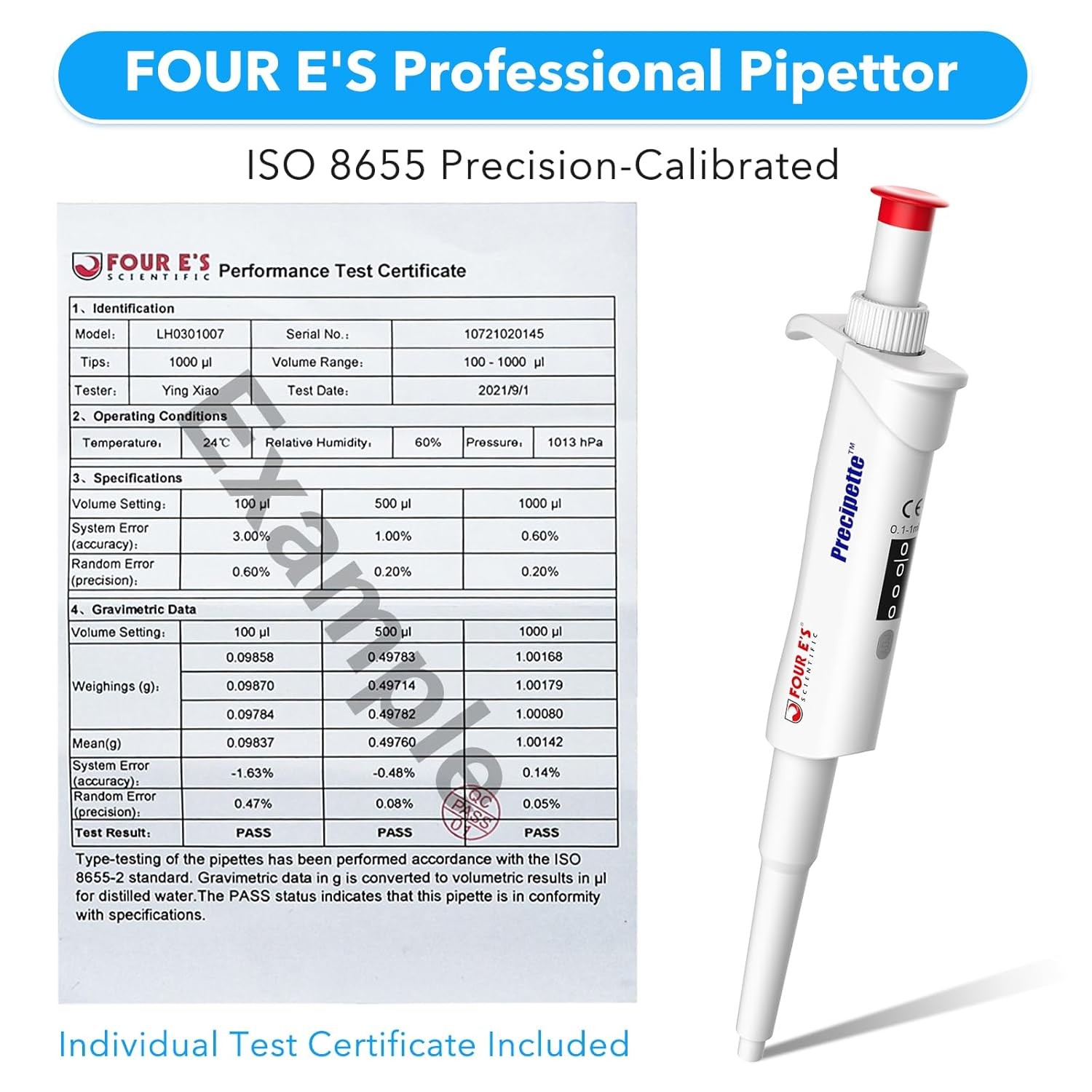 100-1000ul Micropipette High-Accurate Pipettor Single-Channel Adjustable Volume