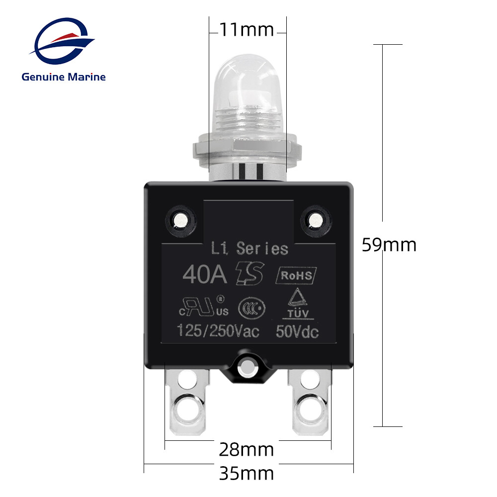 1/5/8PCS Push Button Reset Thermal Circuit Breaker 5-40A 50V DC 125/250V Volt AC