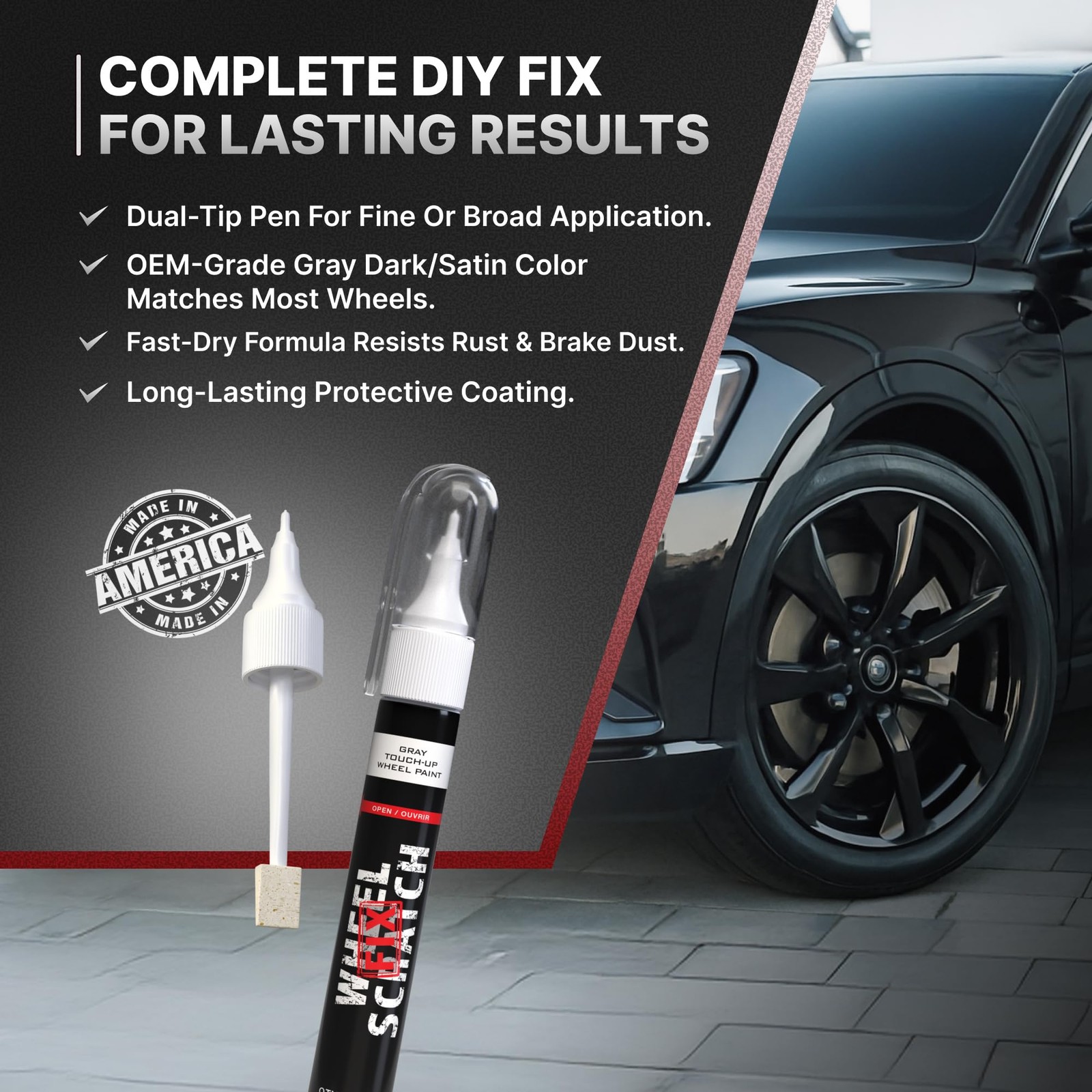 ® Dark Grey Magic Car Scratch Remover Pen – Alloy Wheel Touch Up Paint Pen fo…