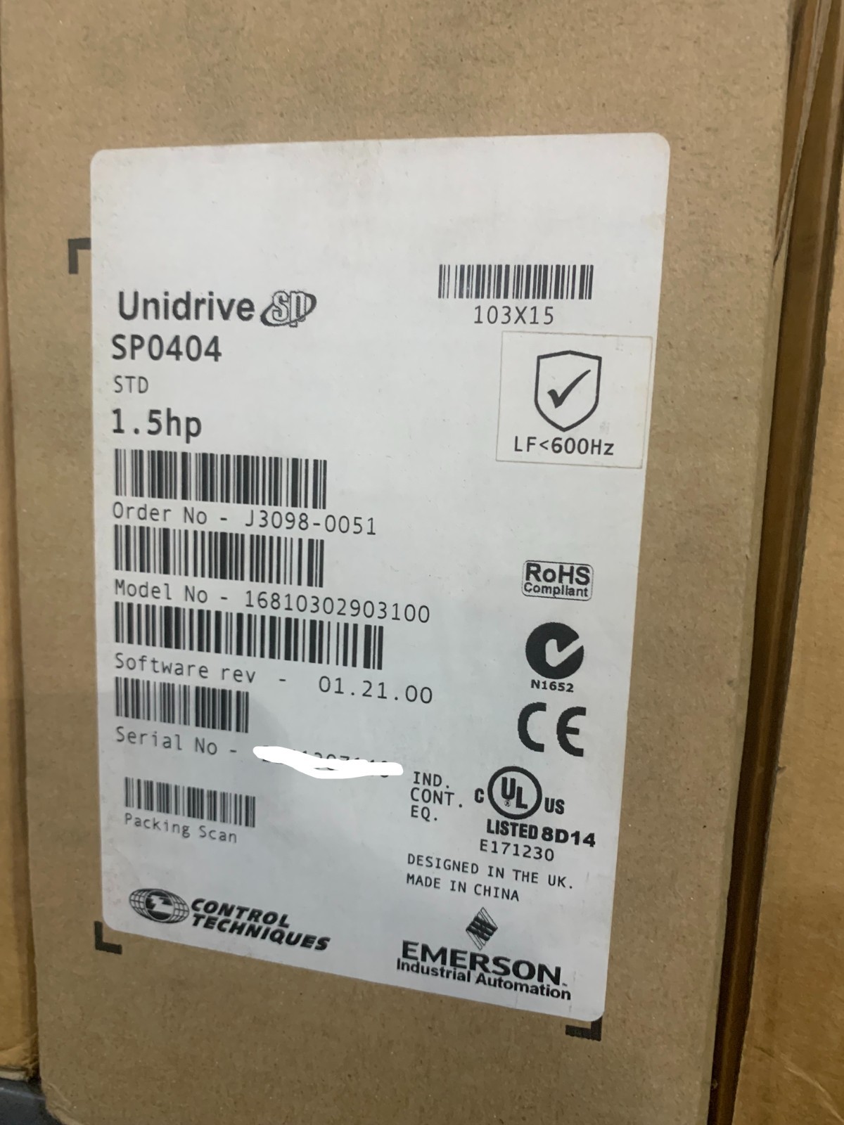 Emerson Control Techniques Unidrive SP0404 Inverter