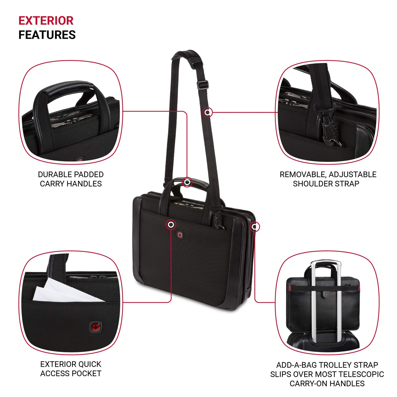 Luggage Proxy Zippered Laptop Presentation Padfolio, Black, 14inch 601675
