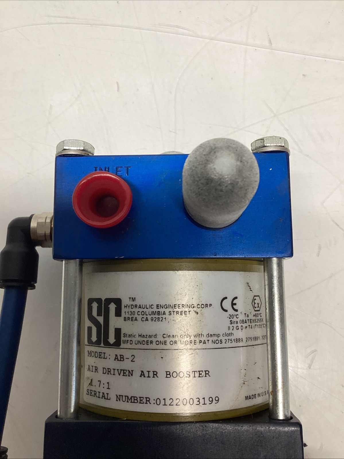 SC Hydraulic AB-2 Air Driven Air Booster 1.7:1 Ratio USA Q-751