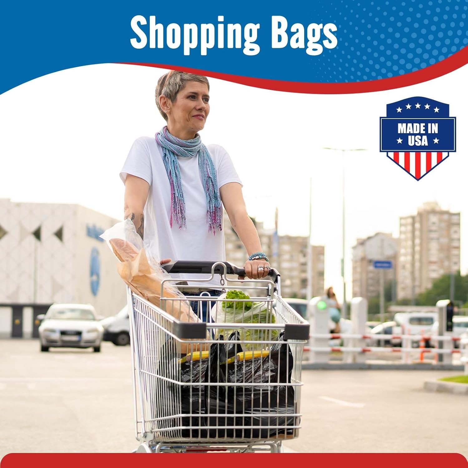 1000 Black T-Shirt Bags 1/6 12″ x 6.5″ x 21″, Plastic Grocery Shopping Bags