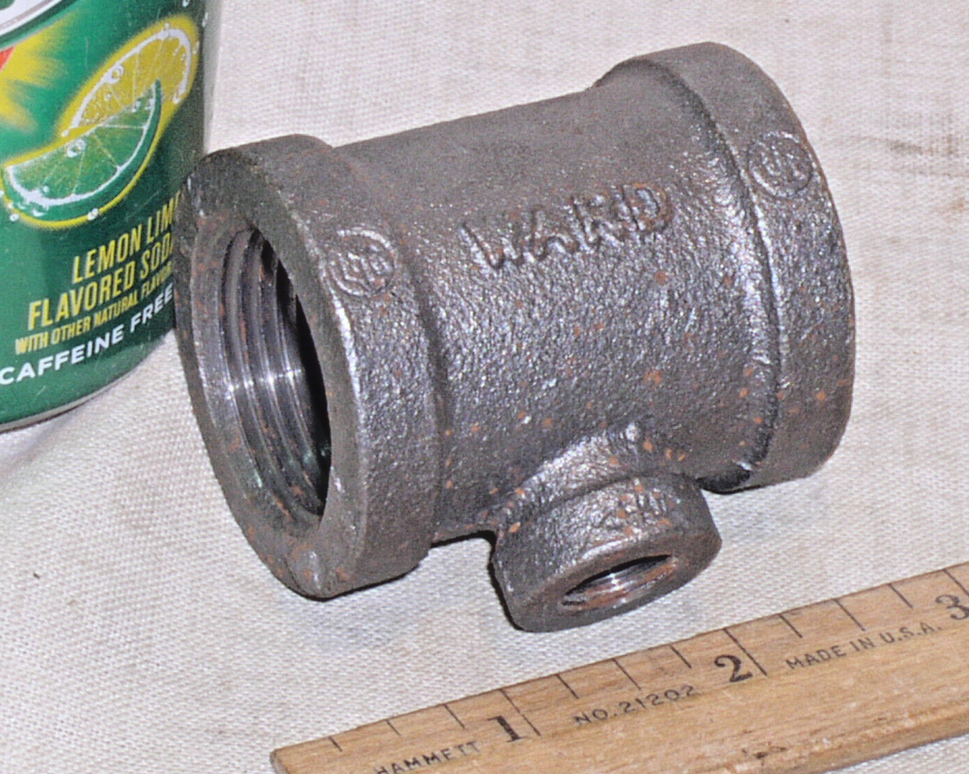 NEW WARD 1″ x 1″ x 1/4 INCH BLACK IRON PIPE REDUCING TEE FITTING ADAPTER ADAPTOR