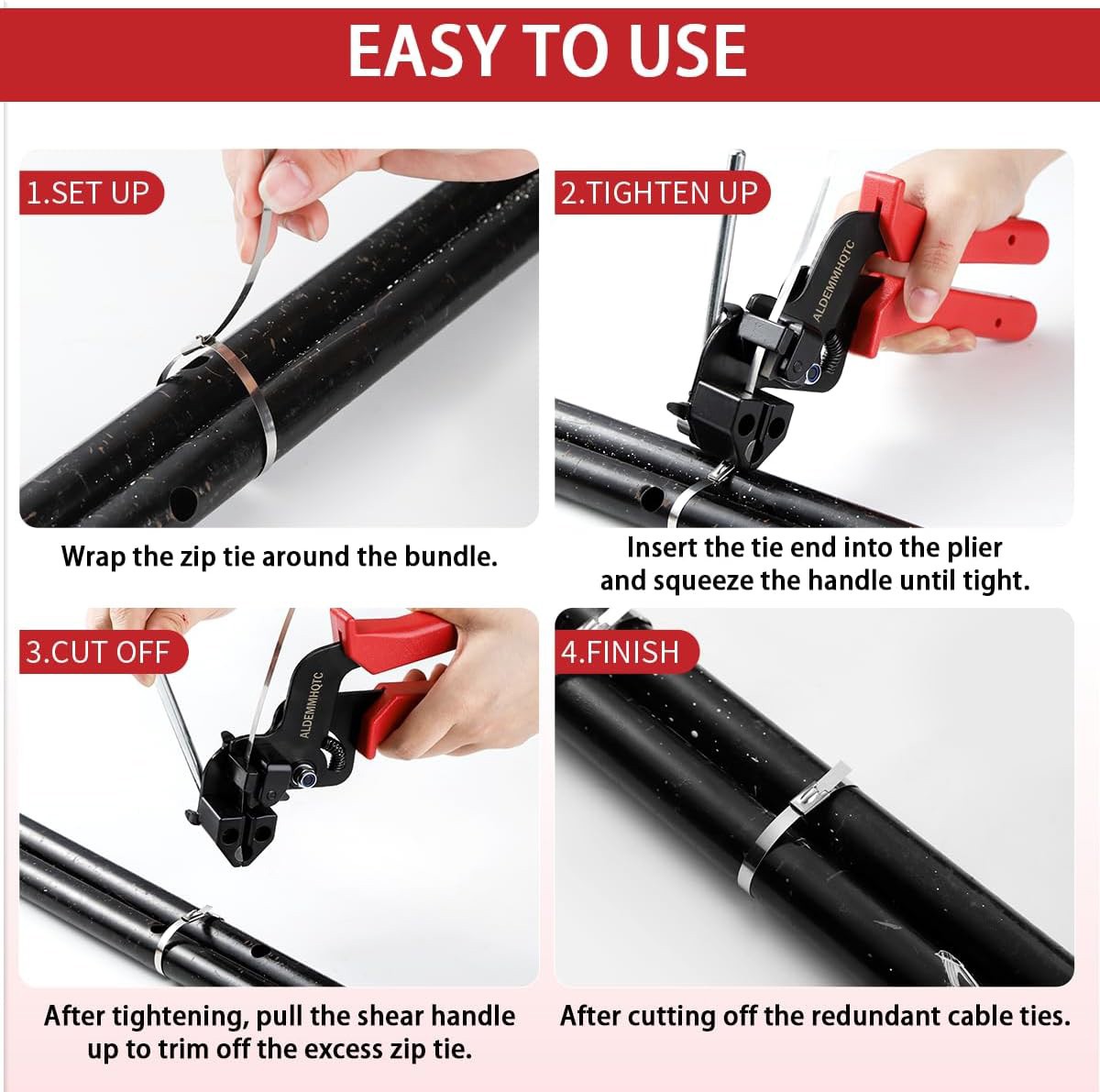 Metal Zip Ties Gun Set With 150pcs Stainless Steel Zip Ties Heavy Duty Outdoor