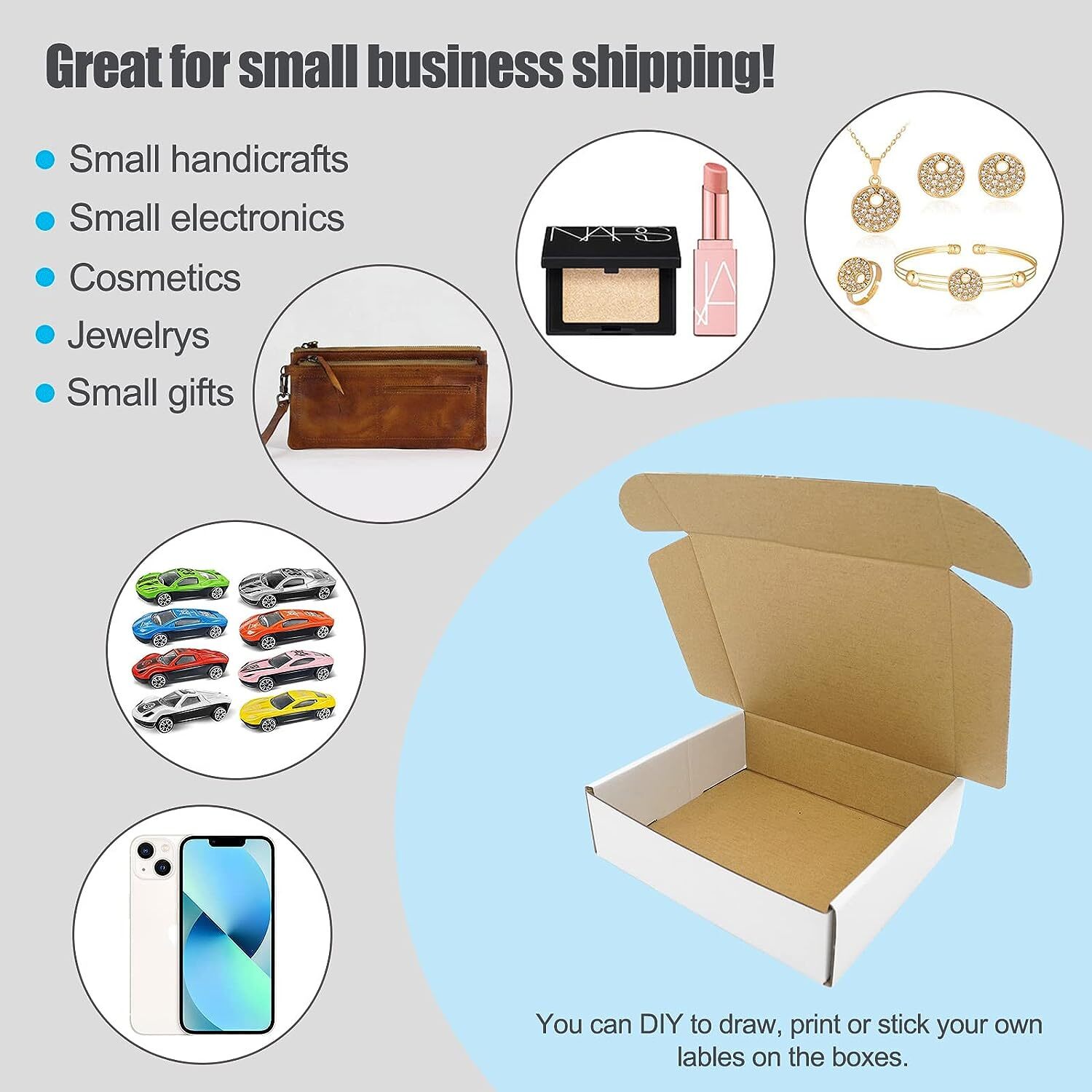 6x4x2” Shipping Boxes 50 Pack White Corrugated Cardboard Box Mailer Paper Boxes