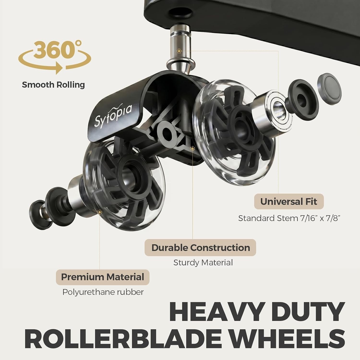 Dark Grey Office Chair Wheels, Set of 5