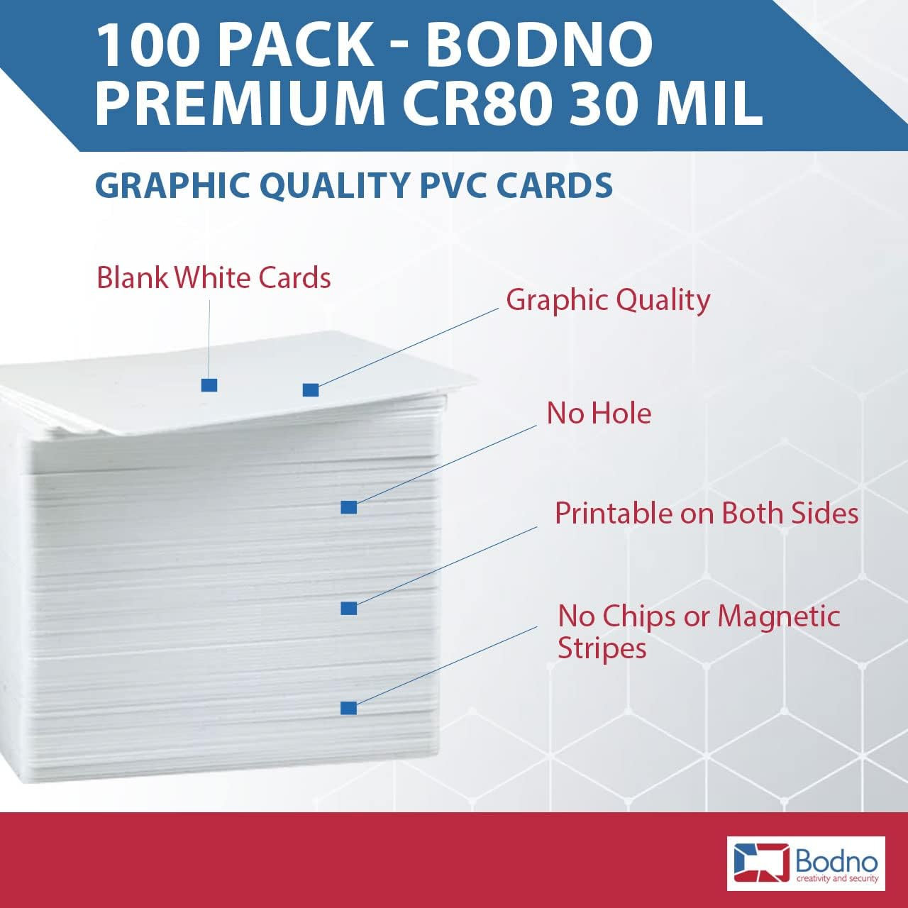100 Pack – Premium CR80 30 Mil Graphic Quality PVC Cards