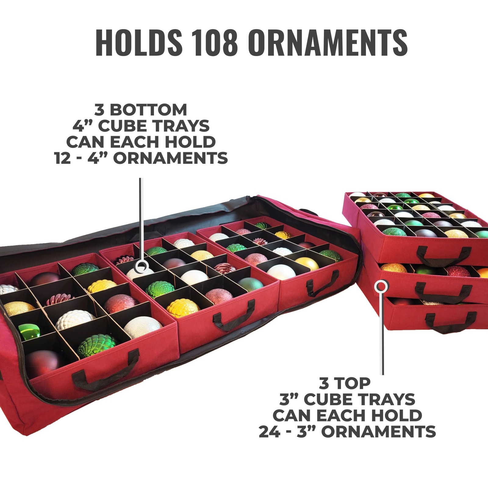 612 Vermont Flat Under Bed Ornament Storage Holds 108 Ornaments, 72 – 3