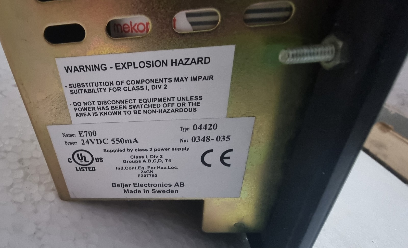 BEIJER ELECTRONICS E700 TYPE 04420 HMI DISPLAY