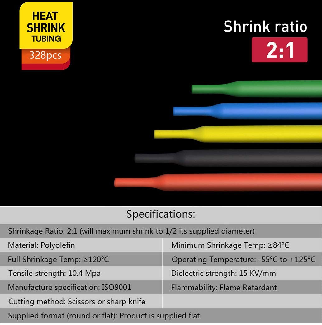 Heat Shrink Tubing Kit Mini Heat Gun and 328 PCS Shrink Wrap Tubes