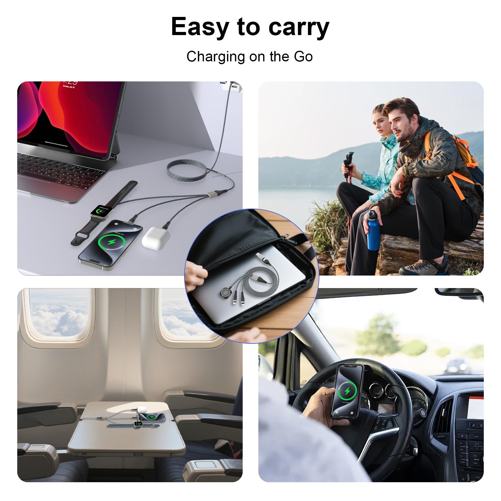 3 in 2 Multi Charging Cable for Apple Watch, iPhone & Galaxy USB C/Lightning…