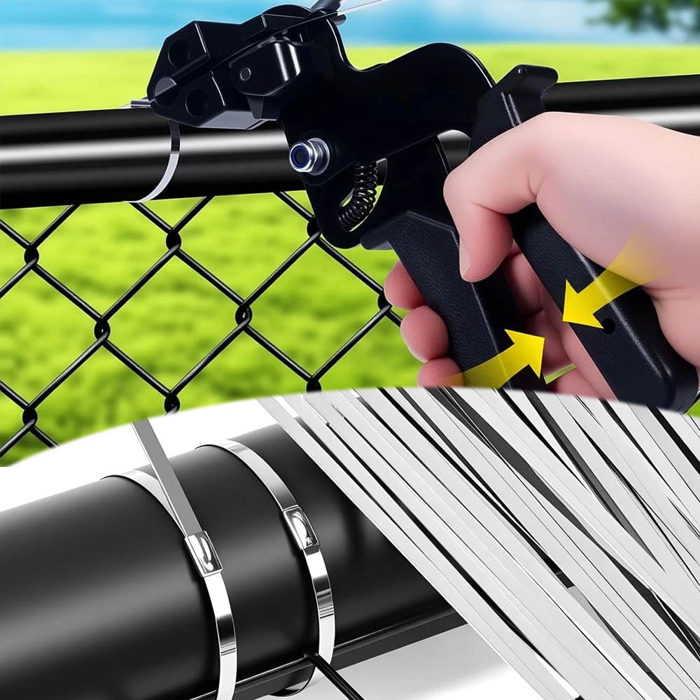 200pcs Metal Zip Ties with Stainless Steel Cable Tie Gun Special Tool For Silver