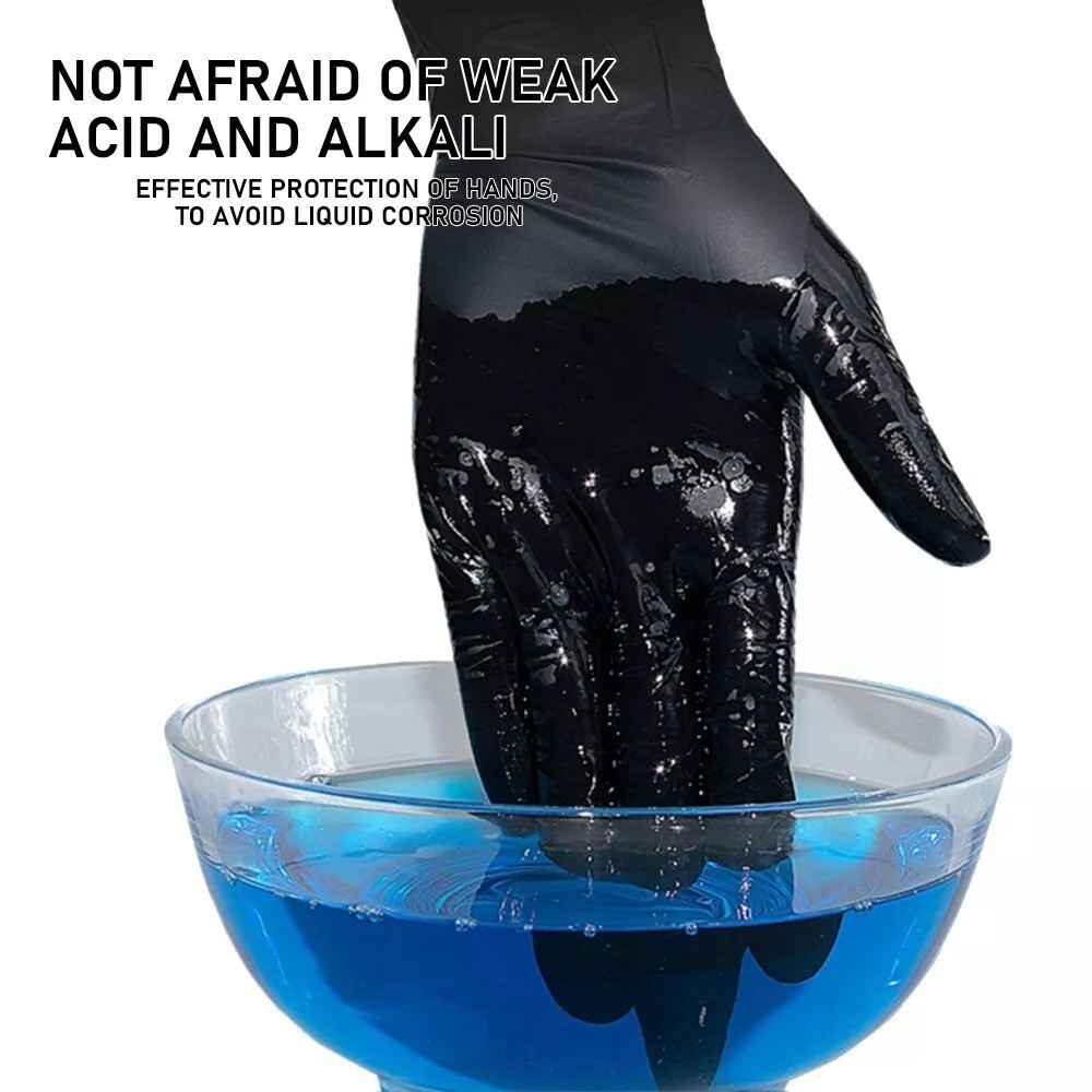 100X Black Nitrile Nitro Powder Free Disposable Gloves – Heavy Duty 6g Thickness
