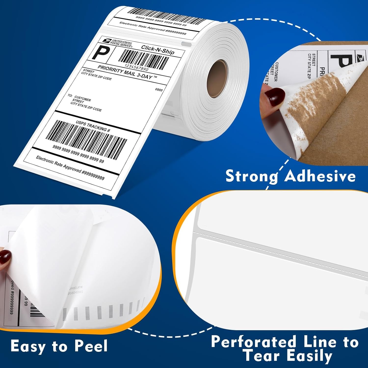 5 Pack 220/Roll Thermal Shipping Labels 4×6 Compatible 1744907 Dymo 4XL Printer