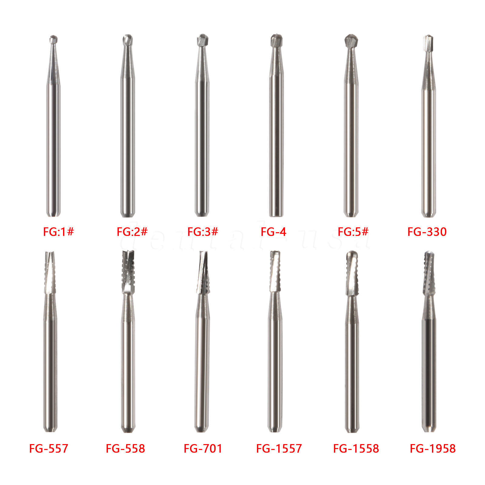 10-100pcs Dental FG Fresas de carburo tungsteno for Alta Velocidad pieza de mano