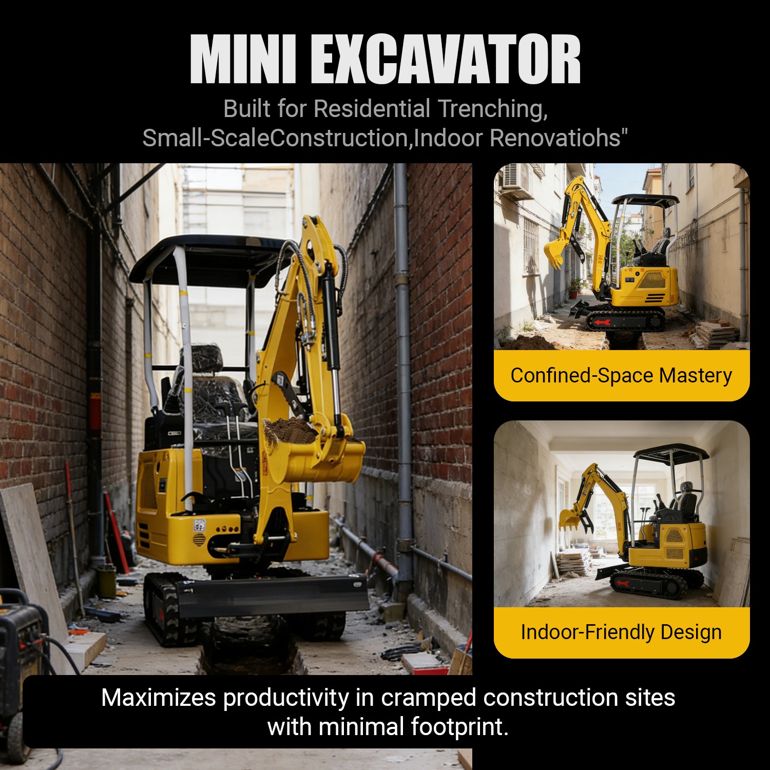 1.8TON Mini Excavator Kubota Engine Side Swing & Extendable Tracks 7 Attachments