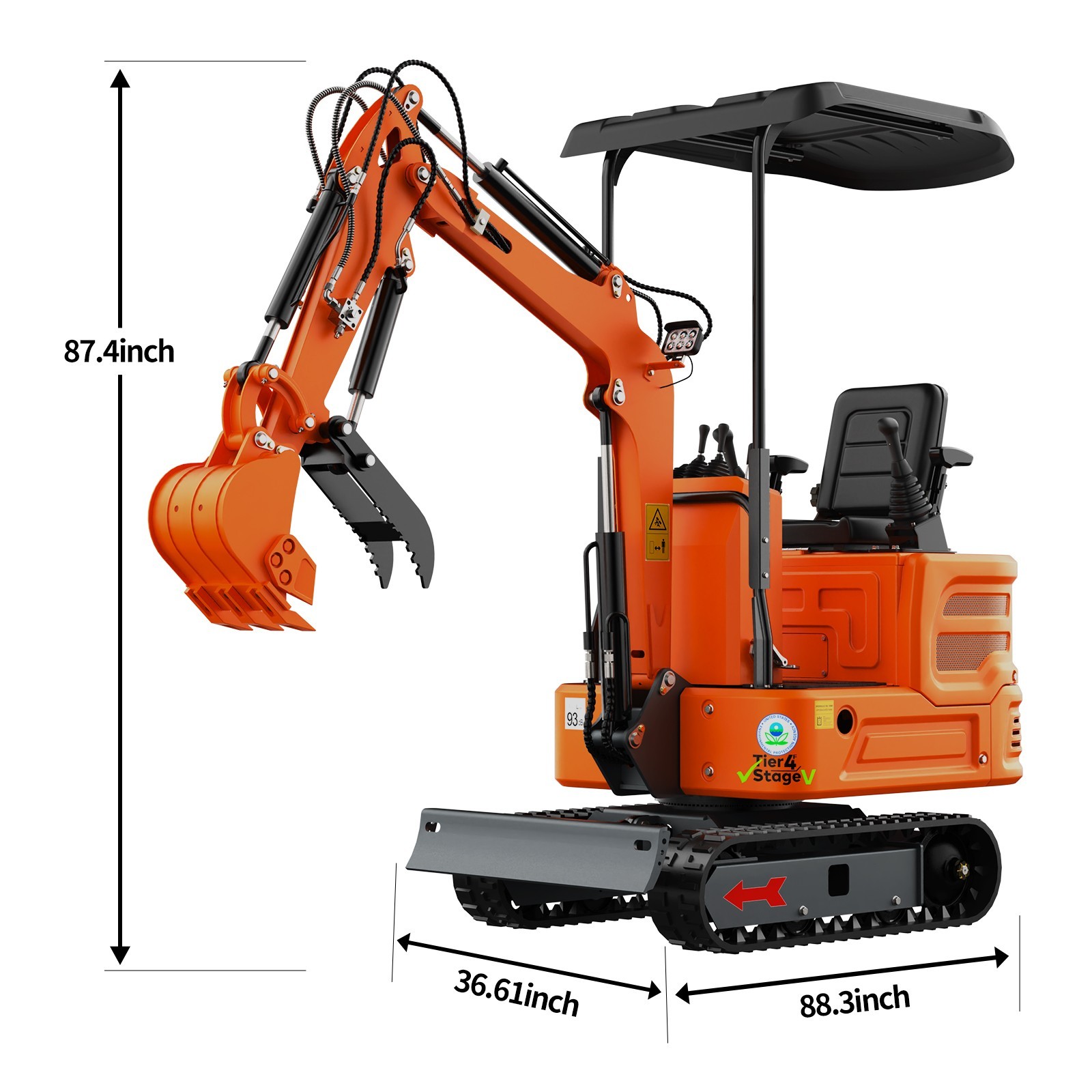 13.5HP 1 TON Mini Excavator B&S EPA Engine Hydraulic Thumb Digger, Free Shipping