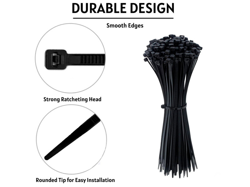 100 BLACK NYLON CABLE ZIP TIES Heavy Duty UV Resistant 4 6 8 10 12 15 18 24 & 36