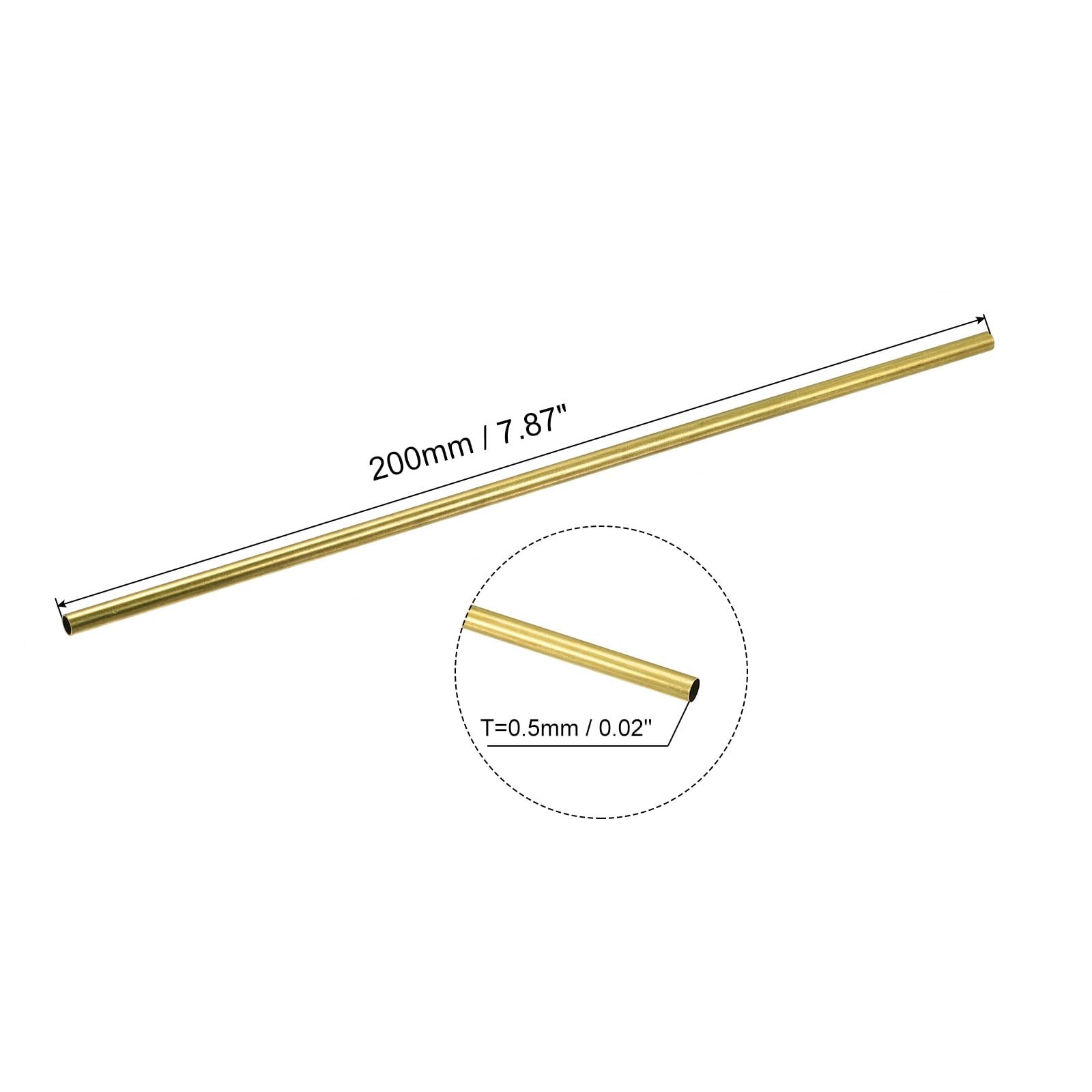 uxcell Brass Tube, 2mm 3mm 4mm 5mm 6mm 7mm OD x 0.5mm Wall 200mm,