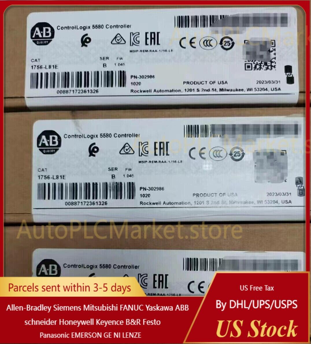 New Sealed Allen-Bradley 1756-L81E /B ControlLogix 5580 Processor 3MB 1756L81E