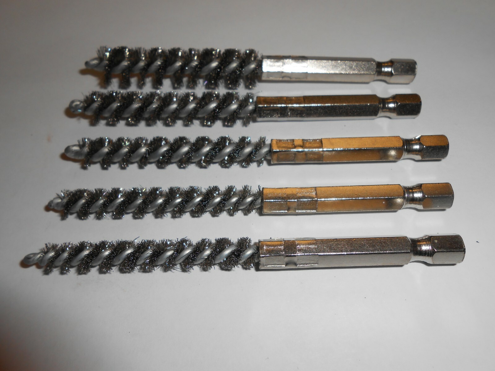 5S610 industrial tube cleaning brush set 1/4” hex 5 pc 6,7,8,9,10 mm dia. SS