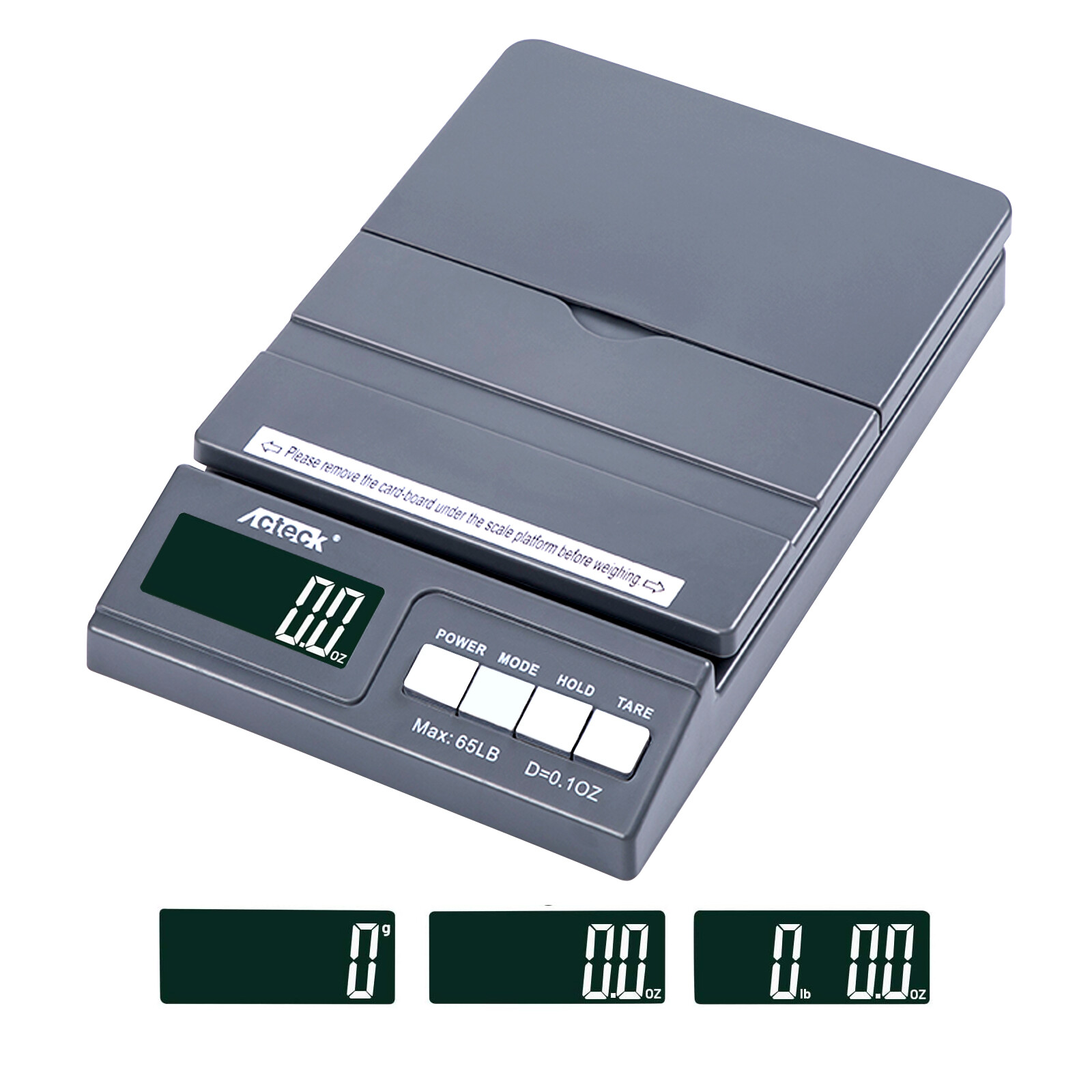 Acteck A-CE65 Gray 65lb x 0.1OZ Digital Shipping Postal Scale W/AC & Battery