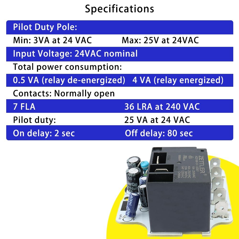 57T01-843 Blower Time Delay Relay Fit For 91-9301, C800924P01, RLY02807, RLY2807