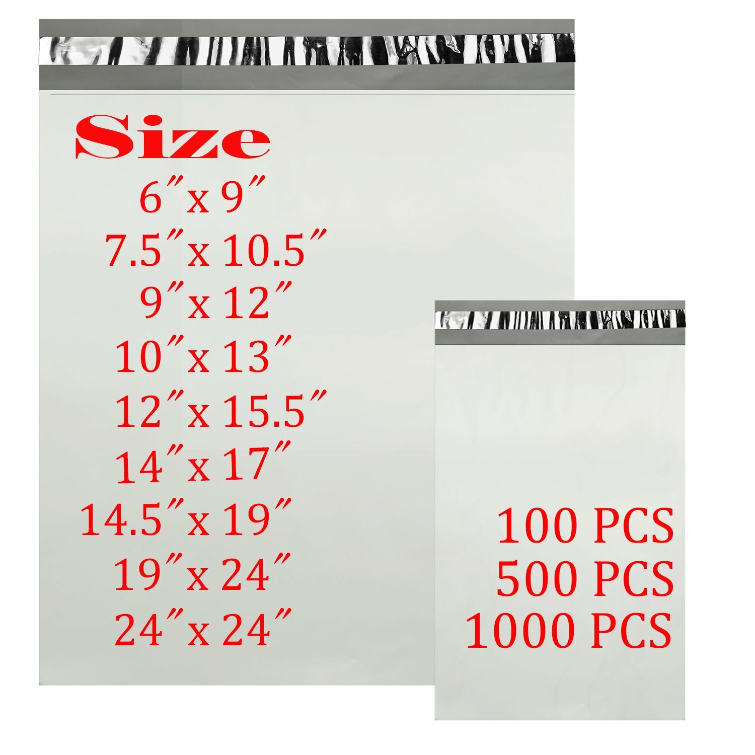 500-1000 PCS 6×9 7.5×10.5 14×17 Poly Mailers Shipping Envelopes Self Sealing Bag