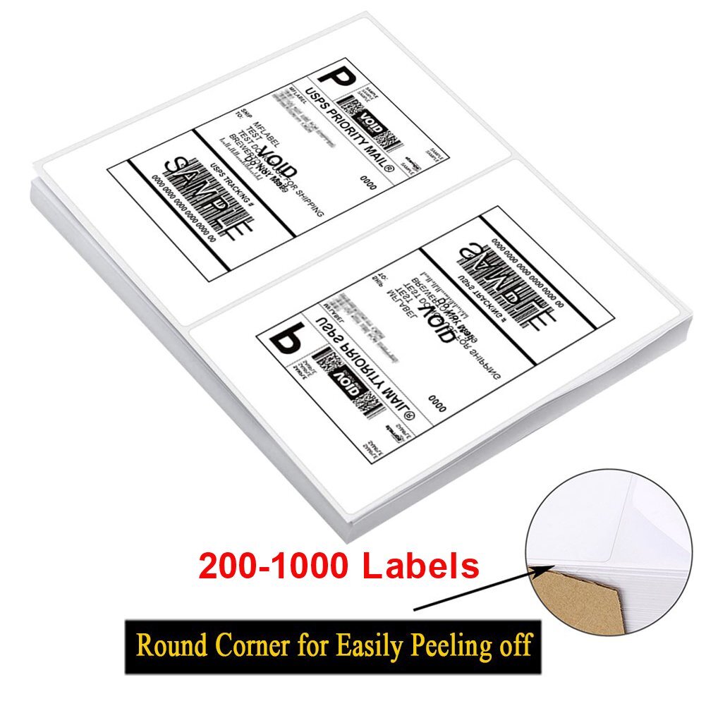 200-4000 Half Sheet Shipping Labels Page 8.5×5.5 Self Adhesive Round 2 Per Sheet